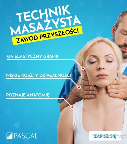 Technik masażysta w szkole Pascal w Krakowie.