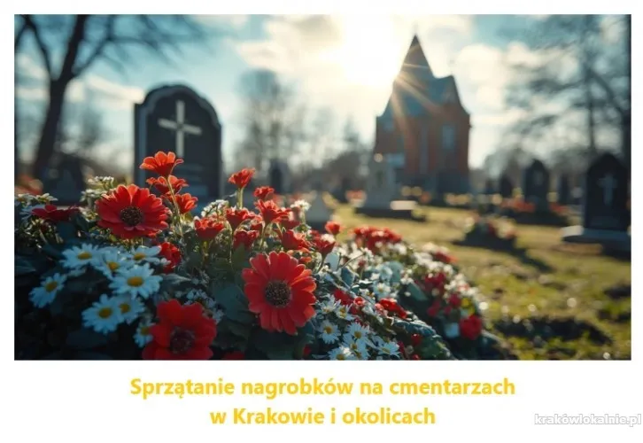 Sprzątanie nagrobków na cmentarzach w Krakowie i okolicach