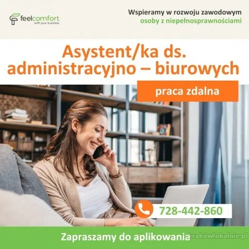Asystent/ka ds. administracyjno   biurowych  praca zdalna