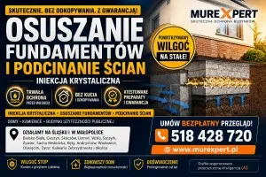Osuszanie budynków, drenaż fundamentów, iniekcja krystaliczna
