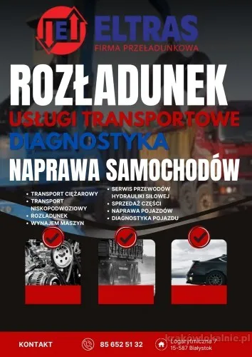 PRZEGLĄD NAPRAWA SERWIS TRANSPORT NISKPODWOZIOWY ELTRAS BIAŁYSTOK